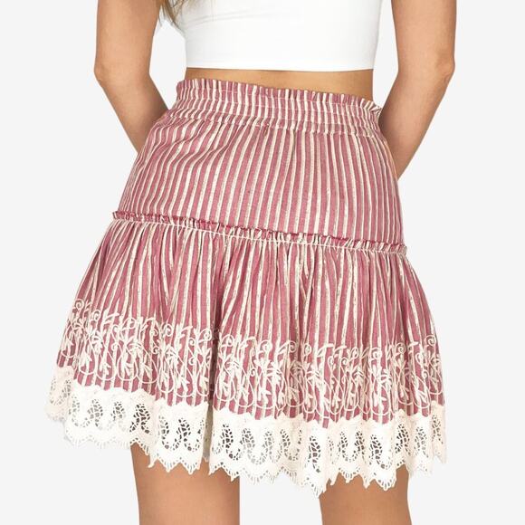 NWOT MISA Los Angeles Silvia Mini Skirt Size XS Striped Cotton Blend Soft Girl - Picture 2 of 14